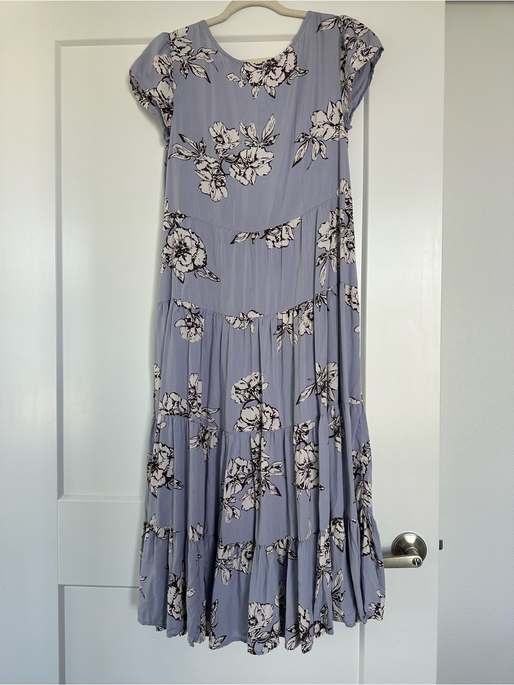 Free People Lavender Floral Tiered Midi Dress